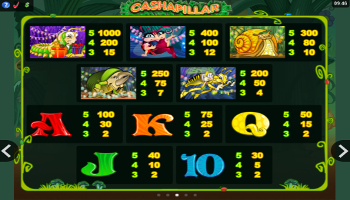 Cashapillar Slot paytable